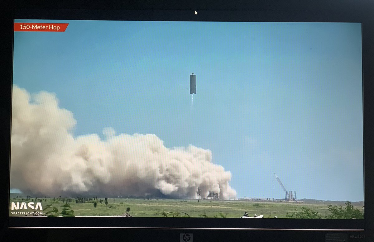 timmermansr's tweet photo. So this just happened... #Starship #SN6 flew to 150m, another great milestone towards flying 75 million km to #Mars in a few years... Congratulations @spacex! #WhyPersevere #HumansToMars https://t.co/upcDbGefKS