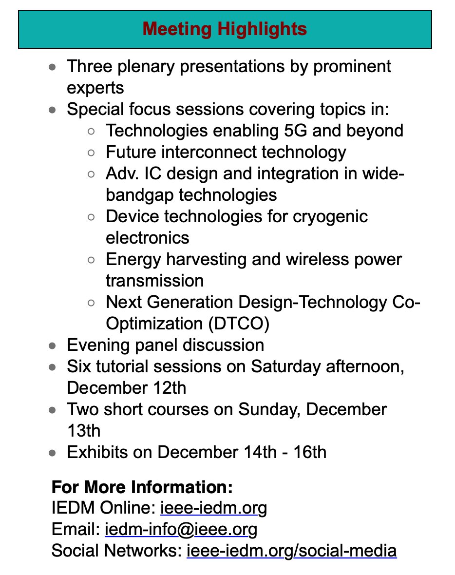 ieee iedm on Twitter "Check out the meeting highlights for this year's