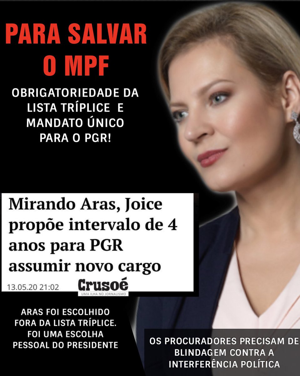 joicehasselmann's tweet photo. PRECISAMOS garantir a independência das investigações!
Precisamos FORTALECER e BLINDAR nossas instituições contra a policagem barata!
Contra os interesses de governos!
O MINISTÉRIO PÚBLICO FEDERAL não é trampolim para o STF! Não é puxadinho do PALÁCIO!
#PecAras #listatriplice https://t.co/6T0AAwbI2f