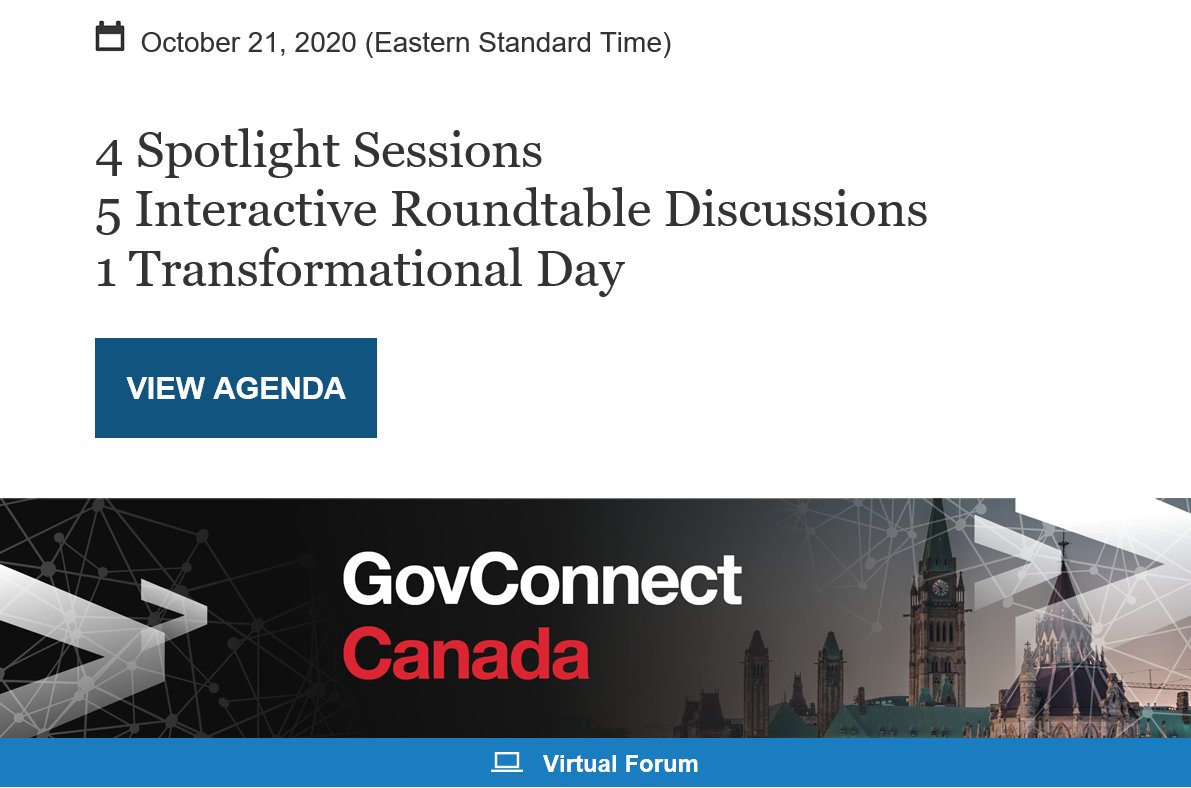 Early Bird Special - $195! Join #GovConnect Canada for Senior Executives to hear how your counterparts promote productivity and mitigate the risks, and learn what helps them in the process of advancing #IT/IM goals. bit.ly/30PFuZL
#RemoteWorkforce #VirtualCollaboration