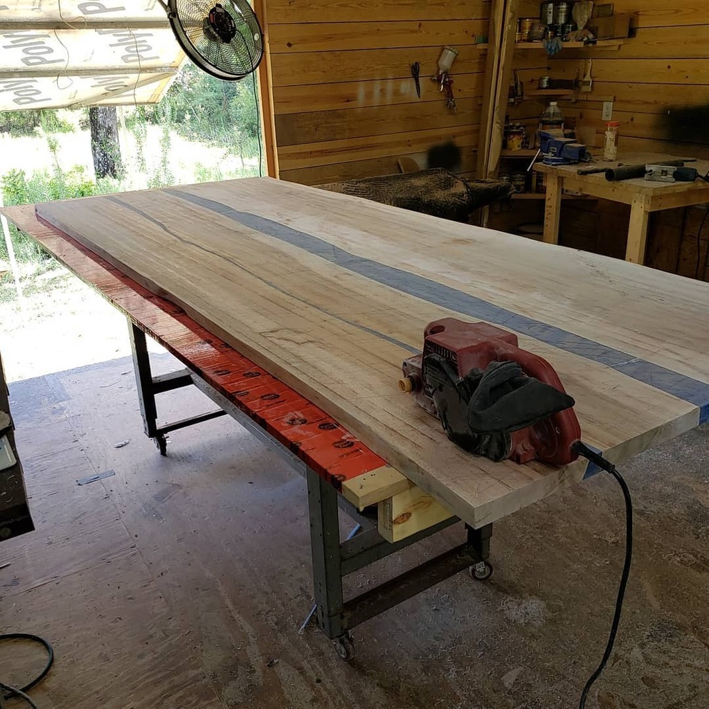 FlurryLLC's tweet photo. The fun continues.... the sanding process..... #flurryllc #rivertable #rivertables #ecopoxy #dropleaftable #waterfalltable #ambrosiamaple #handmade #handmadefurniture #customdesign #sandingfordays https://t.co/FLxpXU3Bp9 https://t.co/sZiD5hG3cW