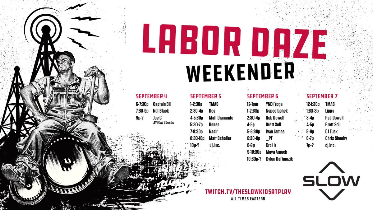 TempoATL's tweet photo. The Tempo lads will be closing out this major Labor Daze Weekender on Twitch. The action starts Friday during happy hour &amp; lasts through Monday. All sorts of genres https://t.co/YqgU92YAN2 https://t.co/mO3iKo623O