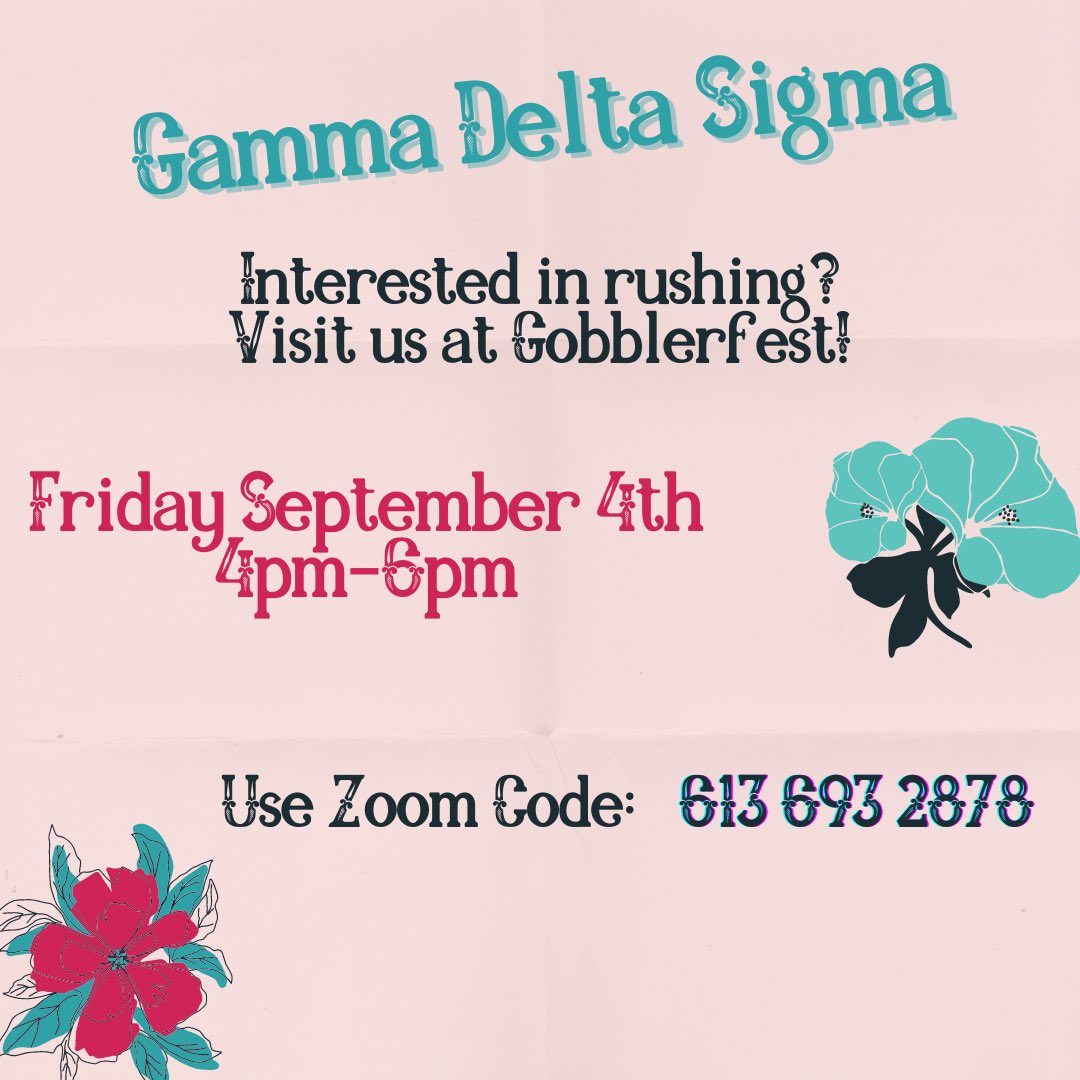 GammaDeltaSigma's tweet photo. Come out tomorrow anytime from 4-6pm! Use zoom Id: 613 693 2878 ♡ SWTB ⛵️ https://t.co/ixSfSgmr4v