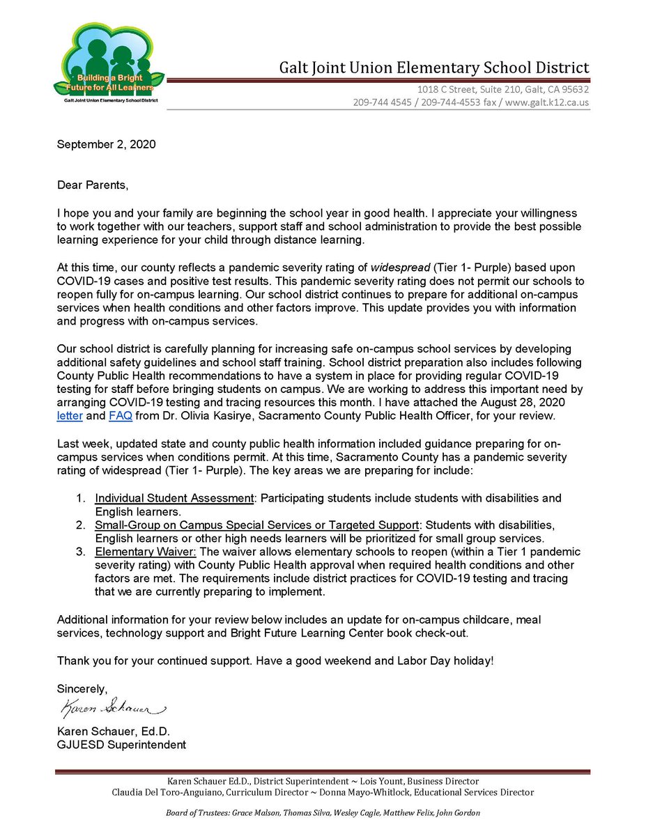 GJUESD's tweet photo. @GJUESD  continues to prepare for additional on-campus
services. Parent letter communicates progress with services updates. #GrowingAndLearningTogether @SuptSchauer https://t.co/bcvi7mAlIr