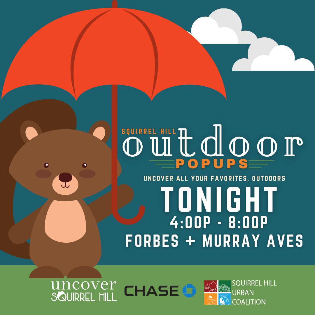(Tonight): Join is tonight from 4p to 8p as we kick off our Squirrel Hill Outdoor Popups Series. (Don’t forget: Masks are required!)