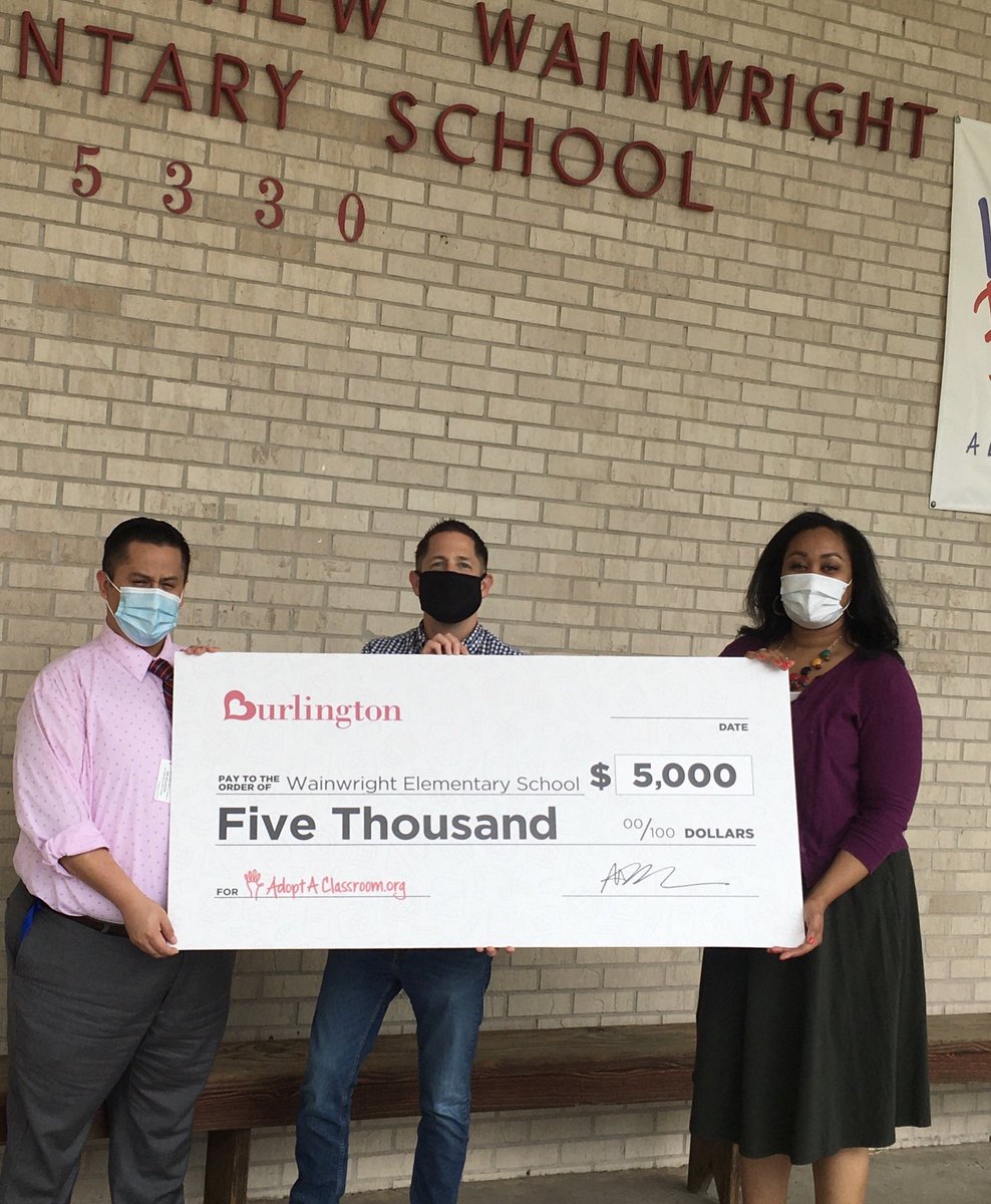 rhutchin's tweet photo. Thank you to our new neighborhood partner @Burlington and @Adopt_classroom  for such a generous gift for @wainwrightelem  teachers. Very much appreciated. @CMtzHTX @SSaenzPhillips @TeamHISD @TeamHISD @Northwest_HISD https://t.co/LkWk8CypA3
