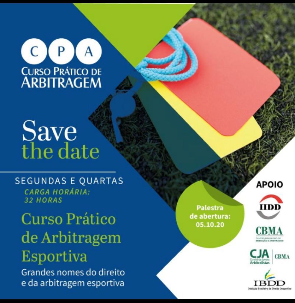 vmweleuterio's tweet photo. SAVE THE DATE! O Curso Prático de Arbitragem Esportiva volta em outubro, agora 100% online! https://t.co/zTgdwe7bPr
