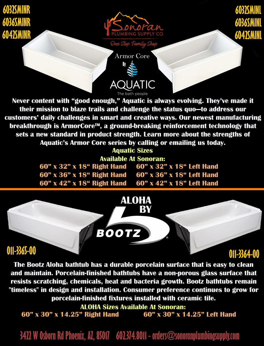 Sonoran Plumbing Supply carries a variety of great plumbing materials at competitive pricing! Stop by today and ask our guys about these great products! 
#Plumbing
#Aquatic
#Bootz
#SonoranPlumbingSupply
#OneStopFamilyShop
602.374.8011
orders@sonoranplumbingsupply.com