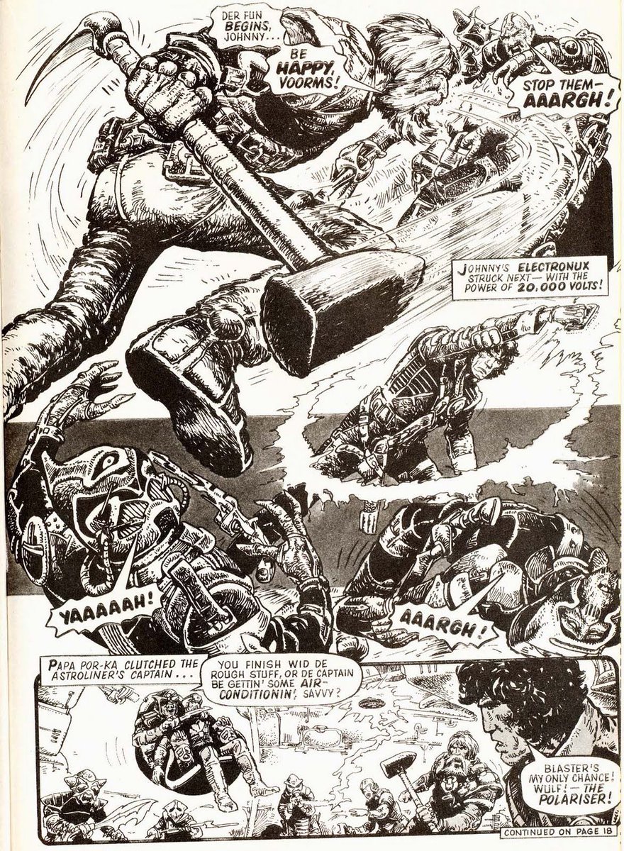 Day 17 and a favourite writer & artist team are Wagner and Ezquerra. Created some of the most iconic 2000AD storylines and imagery. Ezquerra’s art could lift any storyline