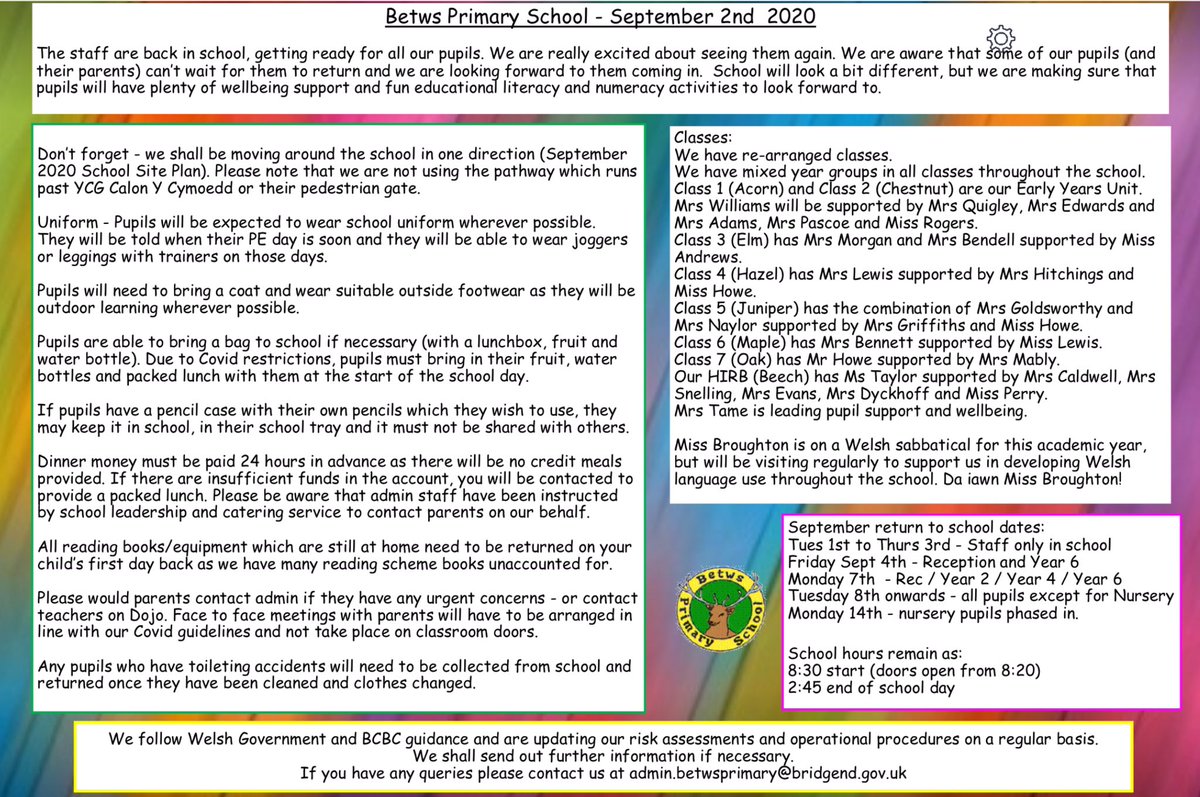 Our back to school Newsletter 02.09.2020
Don’t forget to take a look at our new school website: betwsprimaryschool.co.uk 
We can’t wait to see you all! :-)