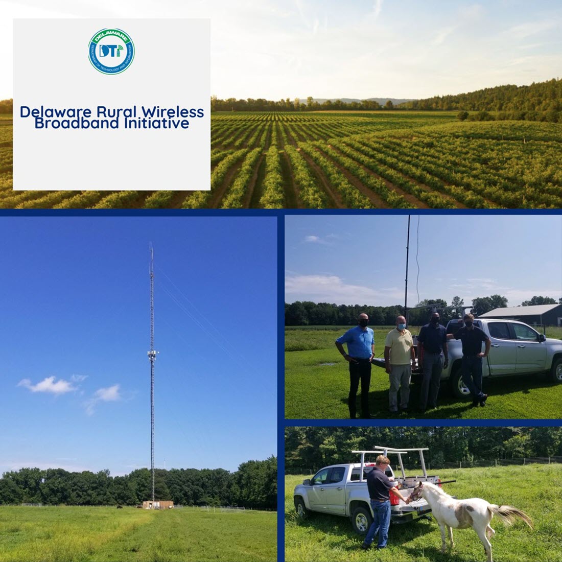 DE_DTI's tweet photo. A beautiful day for a Rural Wireless Broadband visit to the Chapeltown tower with Senator Lawson and Bloosurf! Thank you for hosting us! #ruralbroadband #netde #govde @mybloosurf Senator Dave Lawson https://t.co/YJJUrnq7Hn