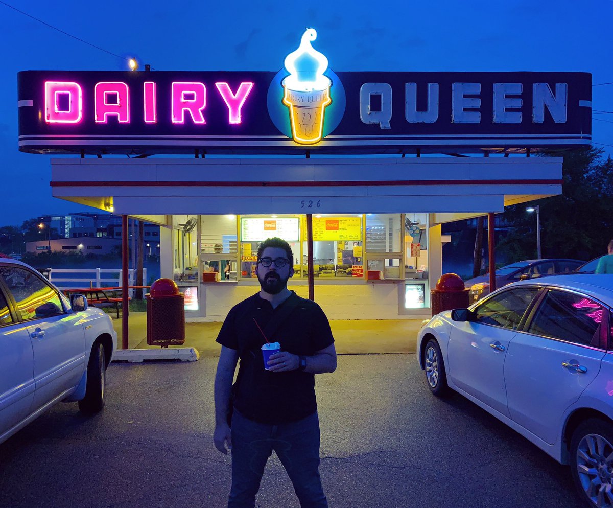 austinkleon's tweet photo. One of my top Dairy Queen visits was last year at the very end of the #keepgoingtour with @mattthomas &amp; @GenerationMeh after a tornado came through Iowa City https://t.co/qdANNcXDei