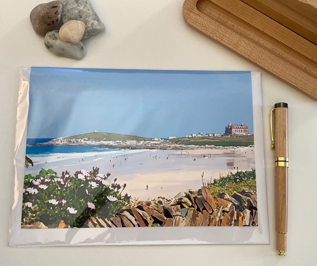 Excited to one from the new greeting card range. Great for framing too! Greeting Card, Fistral Beach, Newquay, Cornwall, Illustration. A5 etsy.me/2F7g7Kf.