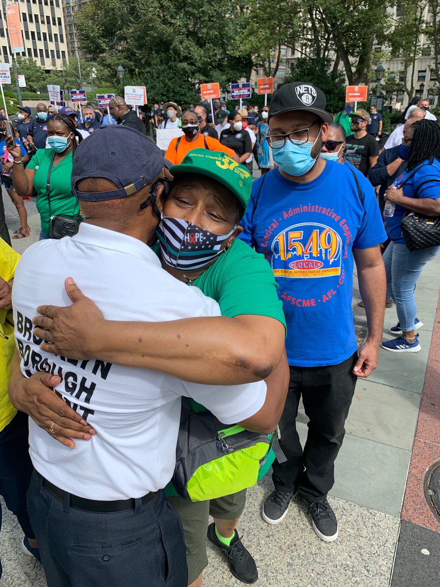 BKBoroHall's tweet photo. I’m here today because I had a mother who spent more than 30 years in the union. They provided our family with our essential needs. We must ensure all our city’s #essentialworkers get all their essential needs. I stand with @DistCouncil37 and all of my #NOTExpendableWorkers. https://t.co/mJ63kGZ4SD
