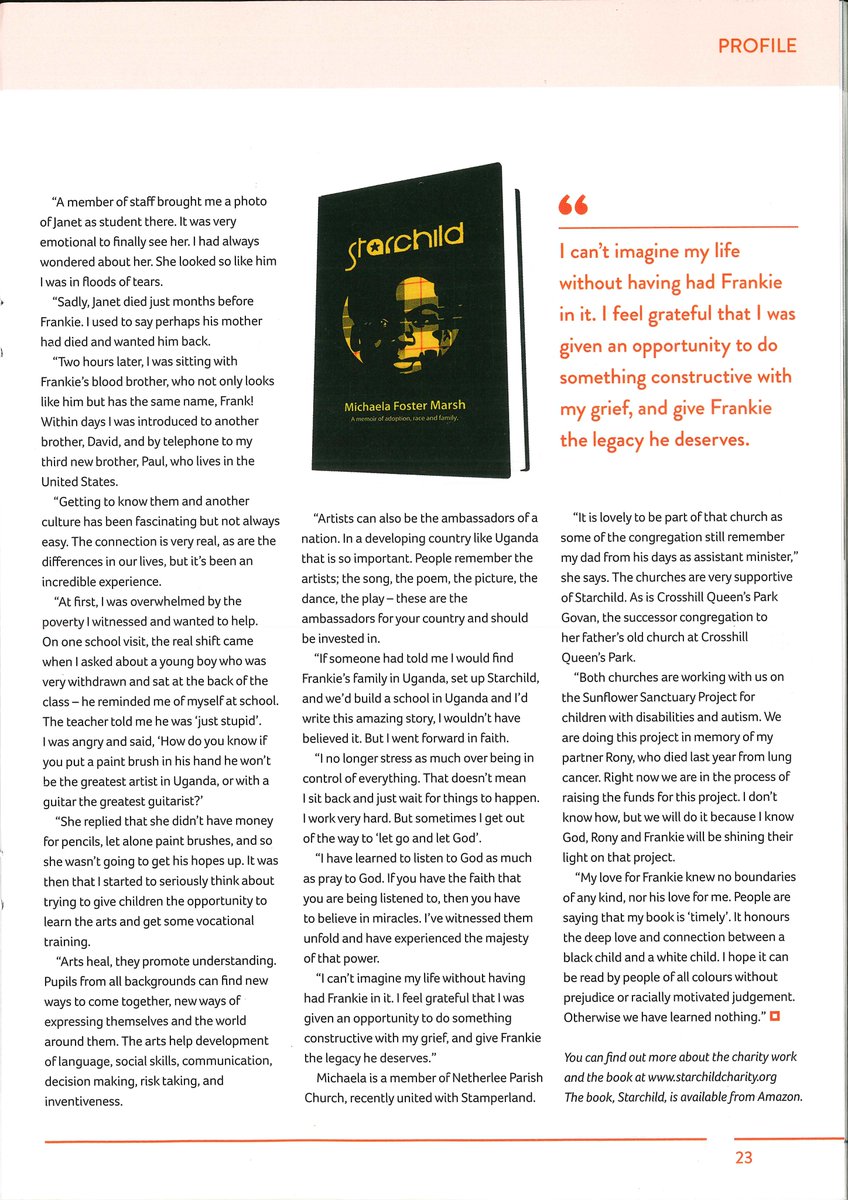 TheStoryPlant's tweet photo. Check out this terrific article about Michaela Foster Marsh, author of "Starchild," and her brother Frankie as found in the September 2020 issue of Life and Work @cofslifeandwork @foster_marsh

#MichaelaFosterMarsh #StarchildCharity #StarchildBook https://t.co/ihR7kt28IS