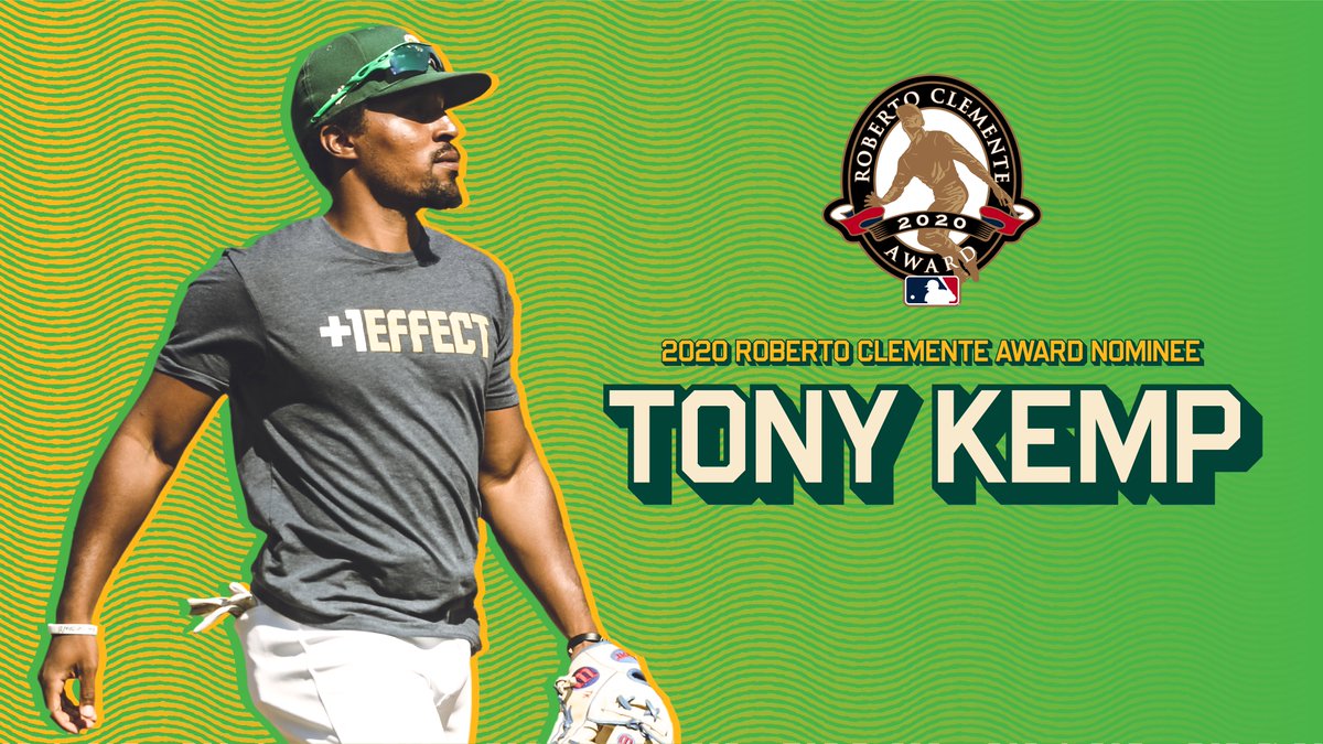 Athletics's tweet photo. By creating his +1 Effect, Tony has sparked a movement committed to change. 

Congratulations to our Roberto Clemente Award Nominee @tonykemp! Vote for Tony here: https://t.co/4P9vXlYGqo https://t.co/0E62nawydC