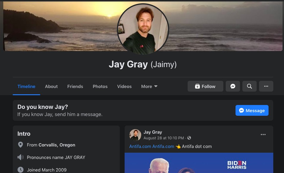 Jay Gray of Corvallis OR gave $35 to support Kyle's defense fund. Jay believes in new world order & mandatory vaccines from Bill Gates. He says he's a real estate broker for  @remax  https://facebook.com/jay.gray1 