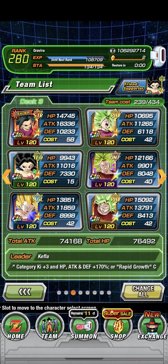 #DokkanSquad 
My Universe 6 Gals are my best team~