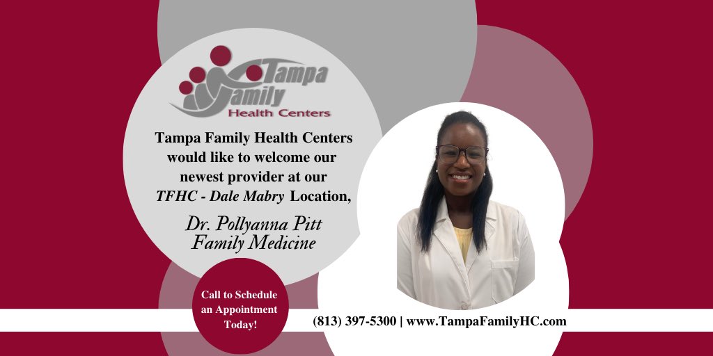 tampafamhealth's tweet photo. Happy #TFHCThursday! Please join us in welcoming our newest #FamilyMedicine and #WomensCare providers to Tampa Family Health Centers! To schedule an appointment, please call (813) 397-5300 and visit our website at https://t.co/XPWdcL9Lcj to learn more. #YourFamilysMedicalHome https://t.co/yZ04CyQvEX