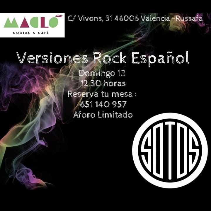 begocaras's tweet photo. Queridos amigos!
El próximo domingo 13 de septiembre estaremos amenizando un Vermouth en @maclovlc con canciones del rock español versionadas por Sotos!
Ponte tu mascarilla de domingos y Reserva tu mesa, por aquí o bien llamando al propio restaurante.
 Aforo limitado. https://t.co/HqTi84inaT