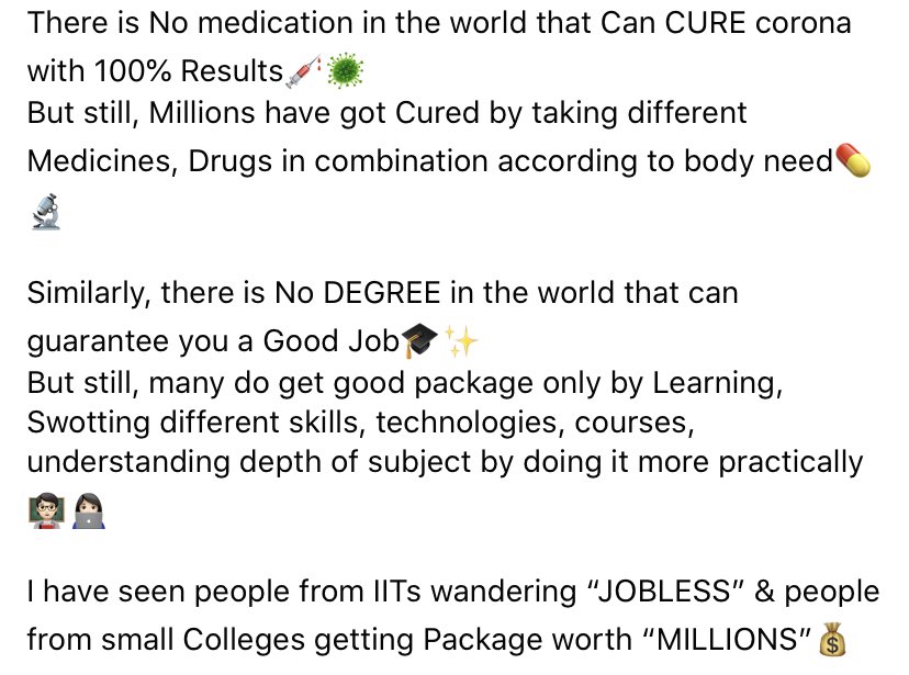 TechCryptors's tweet photo. Much Needed Thoughts❤️
Do Read😉
#CoronaOutbreak #coronaviruspandemic #JobCrisis #recession #technology #skilldevelopment #techcryptors #keeplearning #engineering #graduation #thankyou #medicine #CoronaMedication #technews #techthought #positivevibes #certification #jobseekers https://t.co/KPwAUvcYjj