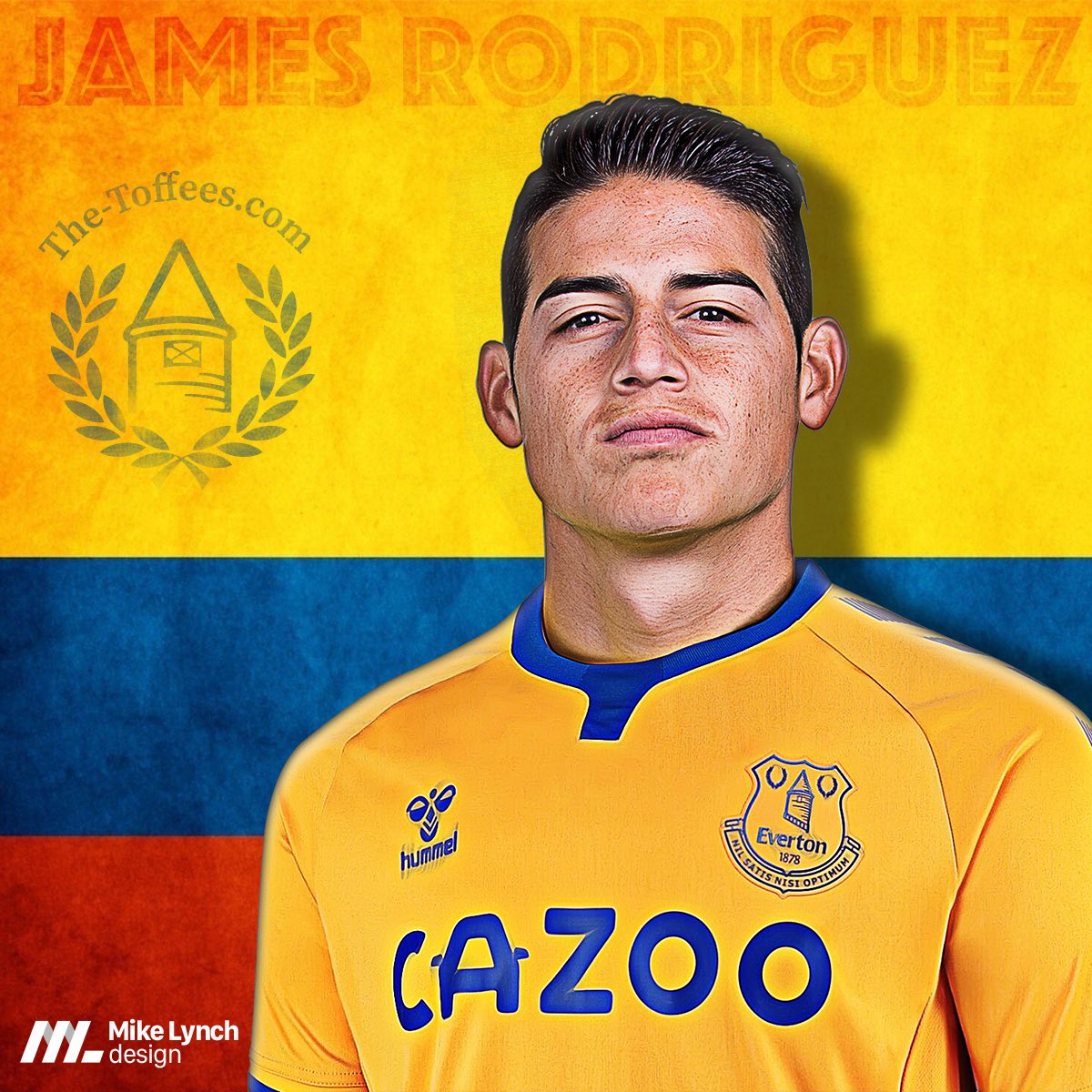 mikelynchdesign's tweet image. A design I put together for @thetoffees_com of @jamesdrodriguez pre announcement. 

#efc #thetoffees #everton #evertonfc #coyb #upft #JamesRodriguez
