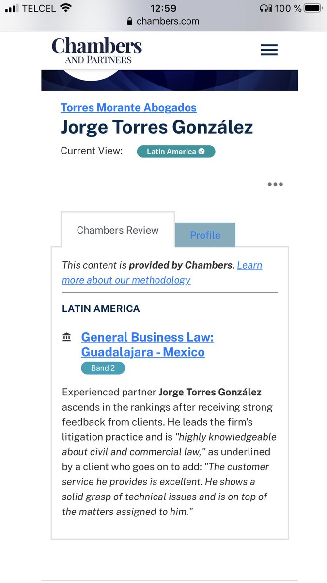 La verdad sí me siento muy feliz!! Ranking <a href="/ChambersGuides/">Chambers and Partners</a> 2021