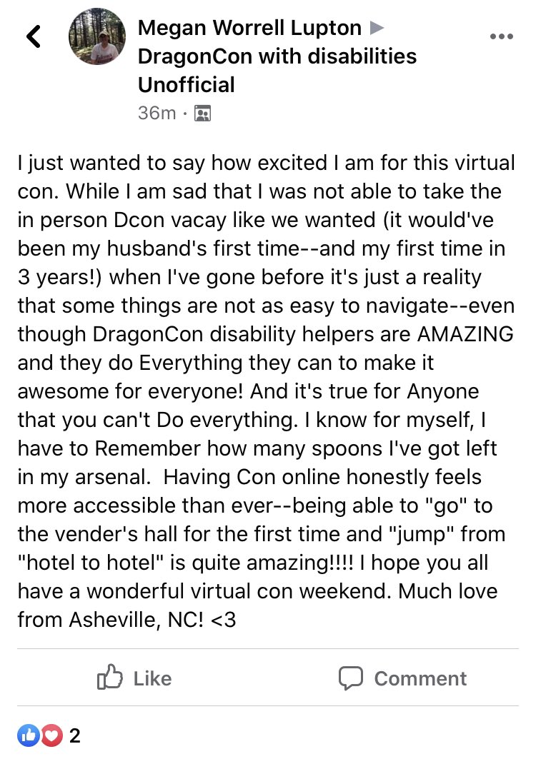 mtn_meg's tweet photo. Also as a side note: having  #DragonConGoesVirtual has made it MORE ACCESSIBLE THAN EVER for a differently-abled person like me! 🐉💜💛💜💛 https://t.co/nnKSA4wIqT