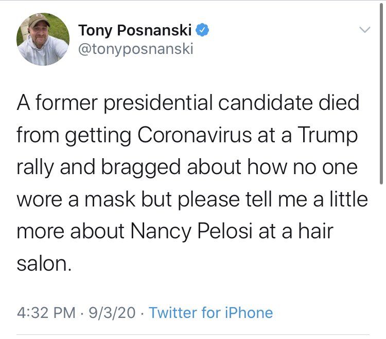  @tonyposnanski is far more interested in a certain variety of elected officials wearing masks it seems - the ones with R after their names. His team gets a pass.