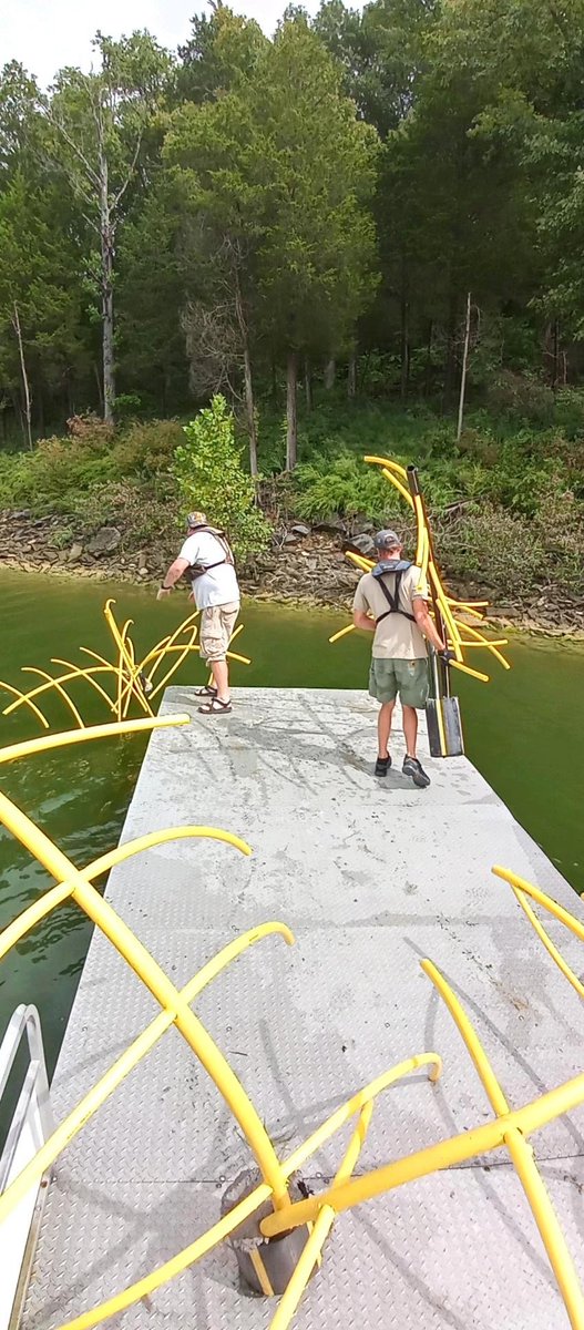 #KDFWR Habitat Branch was on #Taylorsville Lake today installing 40 plastic pipe fish attractors. This site will be added to fish attractor maps located at:
fw.ky.gov/Education/Page…