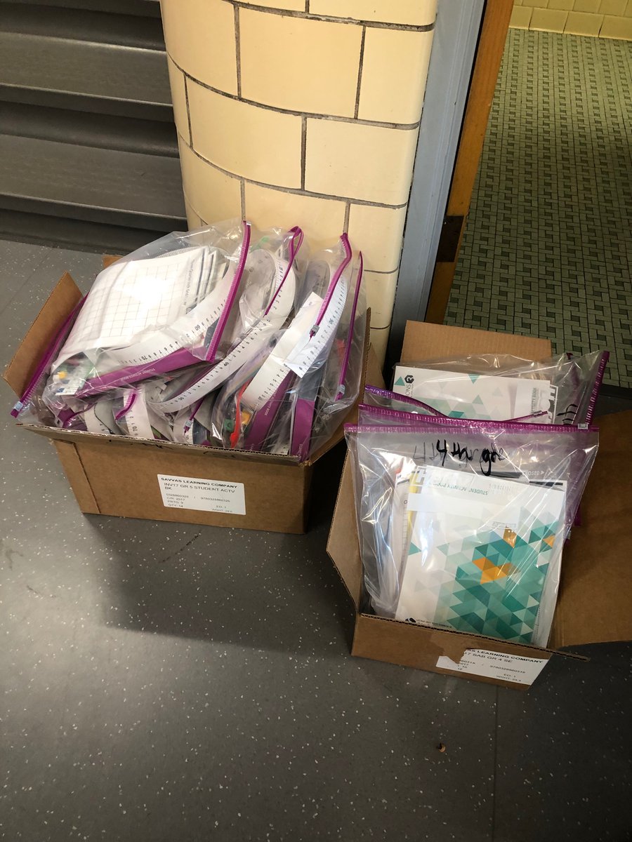 mathjones's tweet photo. Curbside pick up ready! Math tool kits for our Tosa Connected students. @TosaRoosevelt https://t.co/Q2gfZi3W6I