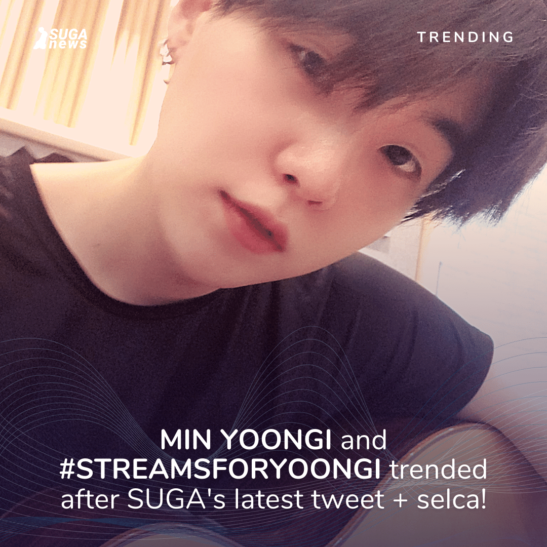 SUGAnews93's tweet photo. [#SUGA_Trends]

▸#STREAMSFORYOONGI trended for over 5 hours and peaked at #4 with over 59.1K tweets!
▸MIN YOONGI peaked at #14 with over 56K tweets before the counter disappeared (it was still trending).

▸https://t.co/D1oMOsKBls

#SUGA #슈가 (@BTS_twt) https://t.co/KQh0Ff0XI6