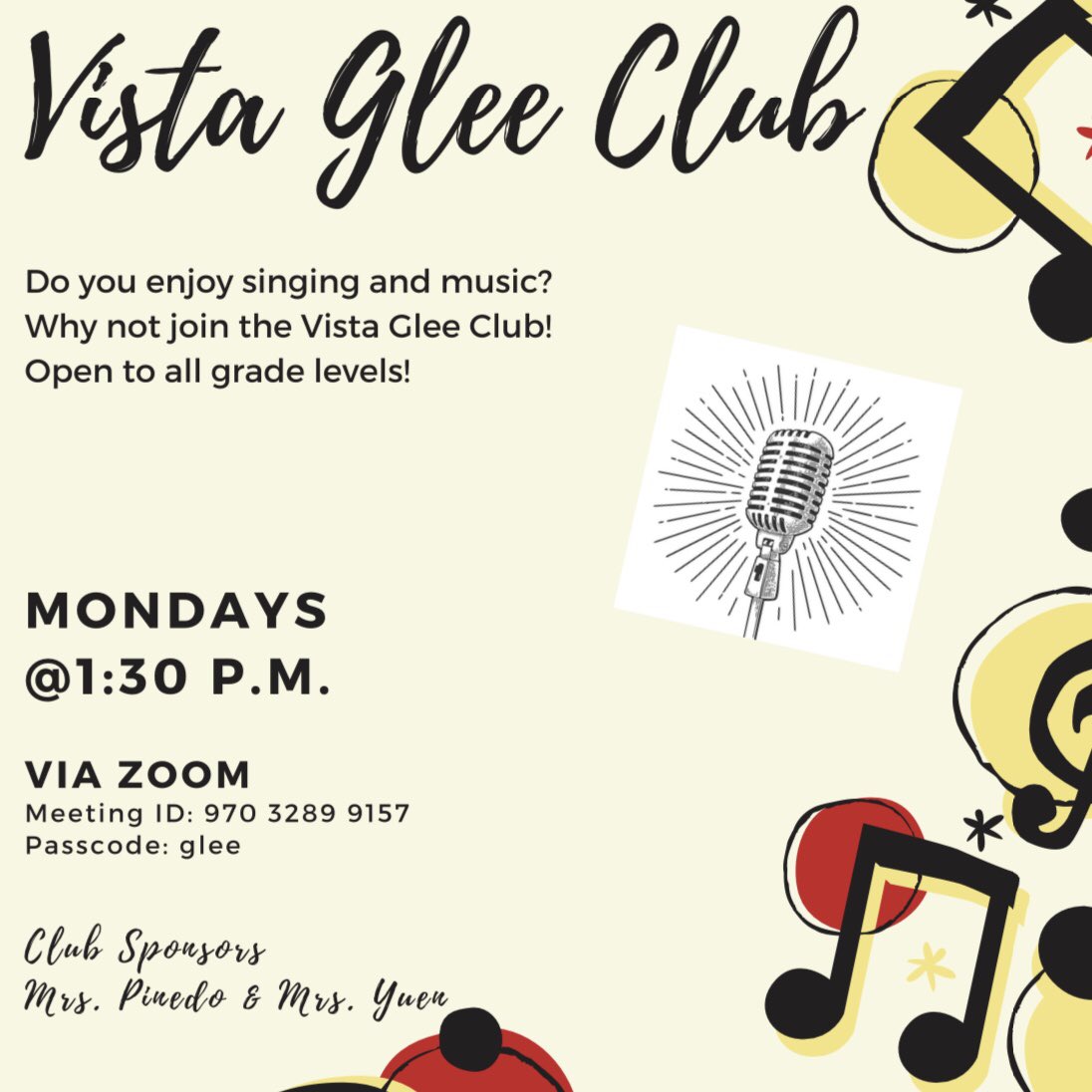 vistamiddle's tweet photo. Inviting students to join our virtual Vista Glee Club! ๐ผ Come sing ๐คyour heart out โค๏ธ #VistaRocks ๐ฅ #Music ๐ง https://t.co/D6hWJOpZIg