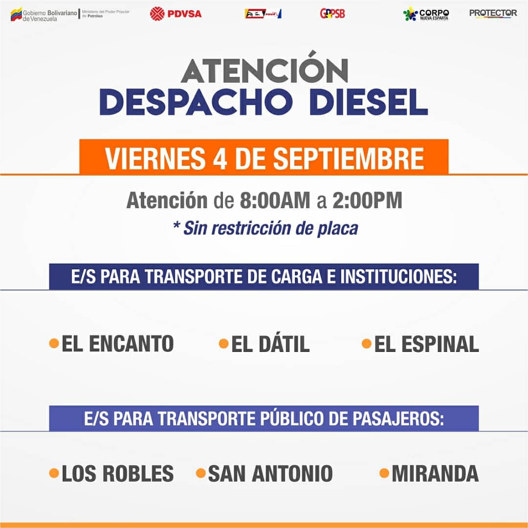 DanteRivasQ's tweet photo. Comparto con ustedes las estaciones de servicio que estarán activas mañana viernes #4Sep para la distribución de diésel en #NuevaEsparta https://t.co/rquCHjmkJE