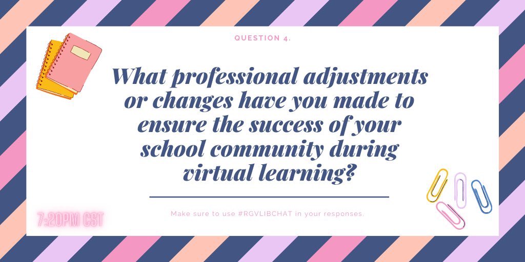 Cruz23Mac's tweet photo. #rgvlibchat A4 Humor and patience. Answers are not immediate. Reassure stakeholders that you hear them. Also remember we do not control all variables. No matter how good your ideas are or your planning - things are sometimes out of your control. https://t.co/GUV1y7bnyw