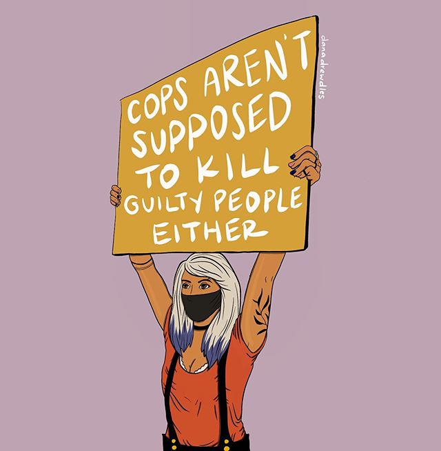 CalEndow's tweet photo. 🛑Stop killing us!🛑

Due process and human rights are something that we are ALL entitled to regardless of our past, regardless of guilt and regardless of anything. End police brutality and stop systemic racism. #BlackLivesMatter

🎨 by danadrewdles on IG https://t.co/a1YBiBC8dw