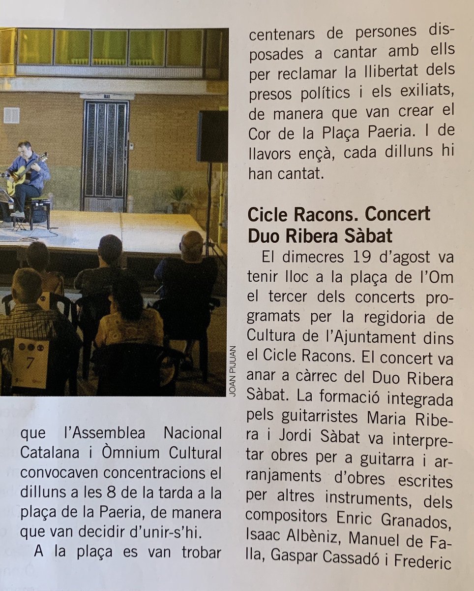 CorPaeria's tweet photo. En el darrer número de la #revistaSió d'#Agramunt s'hi fa ressò de les diferents cantades que hi hem realitzat al llarg de l'estiu. Des del #CorPlaçaPaeria #CantairesDePonent agraïm l'acollida i la participació #llibertatpresospoliticsiexiliats #revistasio @radiosio @OmniumLleida https://t.co/q8BdVN05u8