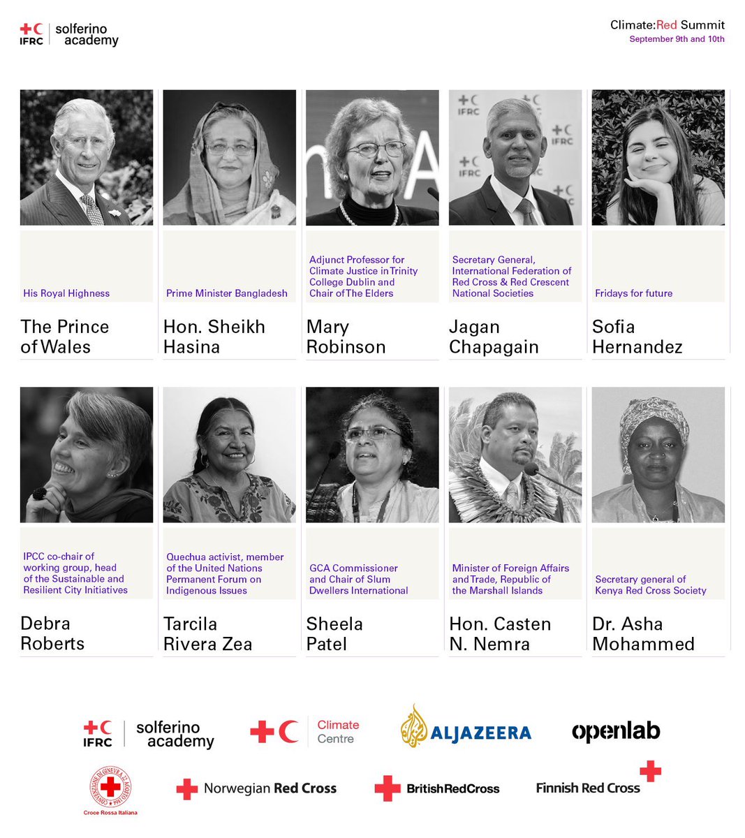 IFRC_MENA's tweet photo. Below the list of speakers at the @IFRC's global virtual #ClimateRed Summit on 9-10 Sept. Register here to join us: https://t.co/kKuML0NPql https://t.co/SAL0jX13xi