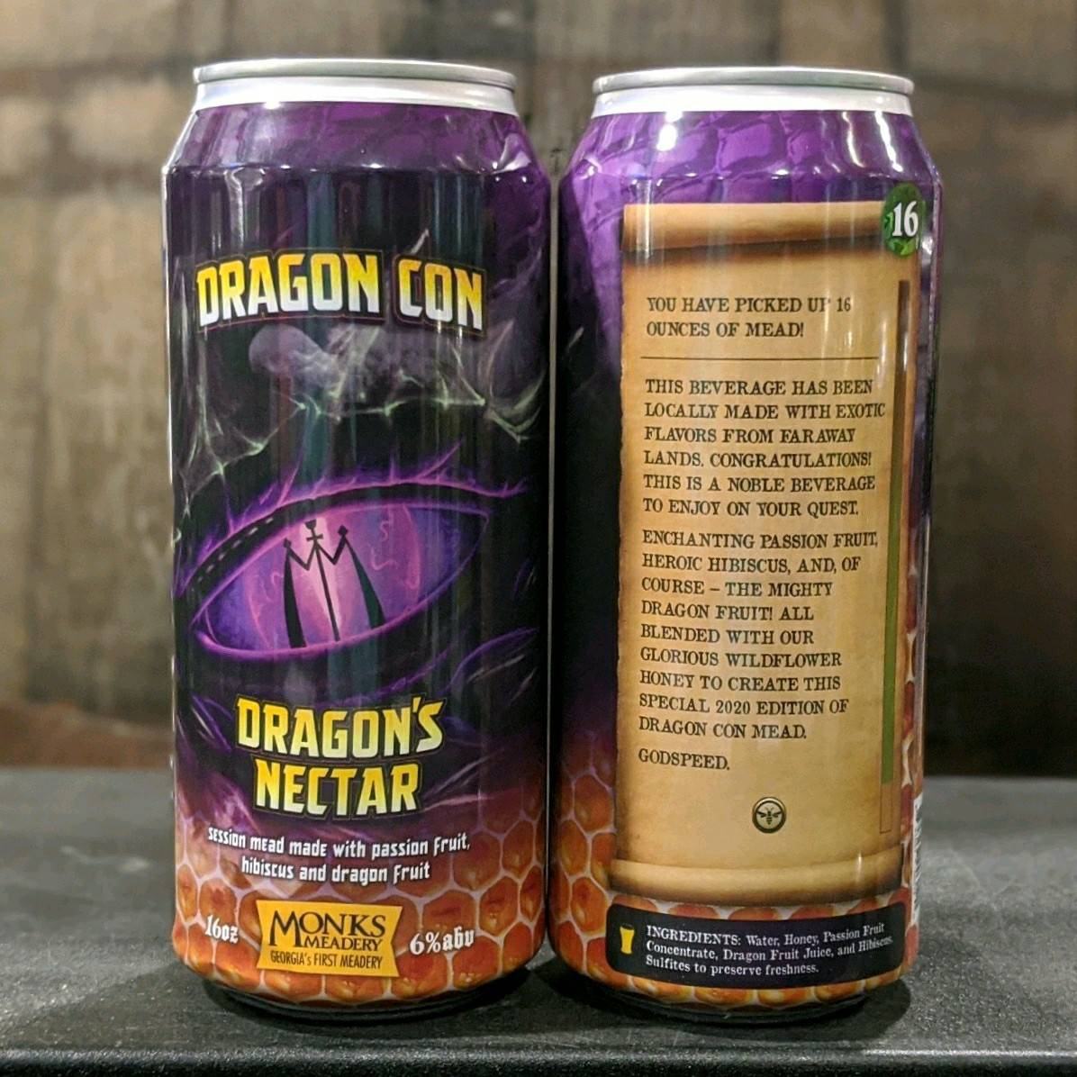 Celebrate DRAGON CON this year with
DARGON'S NECTAR! 

This commemorative mead from Monk's Meadery is absolutely loaded with Passion Fruit, Dragon Fruit, and Hibiscus to add that 'something special' to a favorite honeyed beverage.