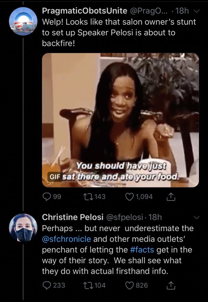 robbystarbuck's tweet photo. Sure looks like @SpeakerPelosi’s adult daughter is trying to use their family political power to destroy a small business for calling out Nancy’s total hypocrisy. Bold move before an election to attack the working class who dare to demand the elite follow their own rules. https://t.co/Kv1vgpIcgN