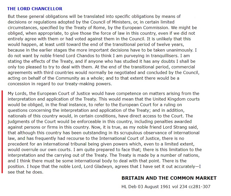 And here is with the independence of the court.Which means everything he said needed to be said, he said.The Lord Kilmuir is not proof of anything other than he spoke to Edward Heath before hand about what should be said.