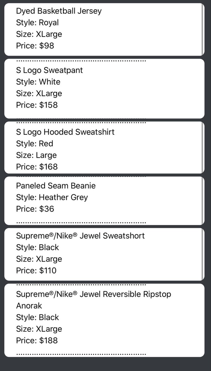 obtain_llc's tweet photo. Supreme Week 2
Bot @SwiftSoleiOS | @F3ather 
Proxies @aycdproxies 
Server - @DripServers 
Tools @EasyATC | @neutrinotools | @scoutapp_ai 

#obtaincheckouts #obtainllc #ObtainVIP https://t.co/ngazdu88mQ