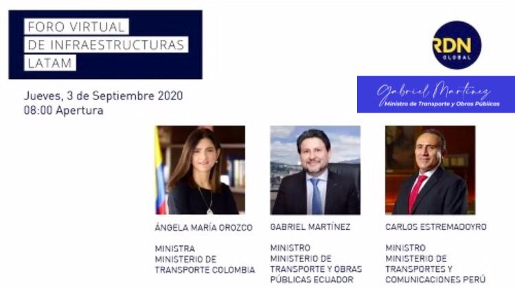 Hoy participe en el “Foro Virtual de Infraestructuras LATAM”, informé sobre la implementación de un modelo de gestión sostenible a través de procesos de concesión o alianzas público-privada, el objetivo es mantener en optimas condiciones la Red Vial Estatal. #PorUnMejorEcuador