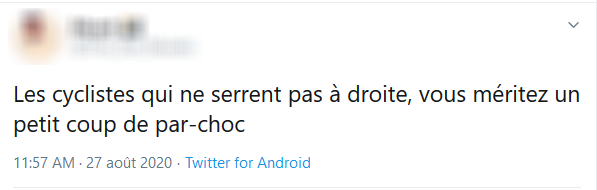 #FarcisTonCycliste n°224. Depuis 2015, les cyclistes peuvent circuler au milieu d'une file de circulation lorsque des voitures en stationnement sont sur leur droite. 

Certains méritent une révision du code de la route, d'autres pensent que les cyclistes méritent des coups.