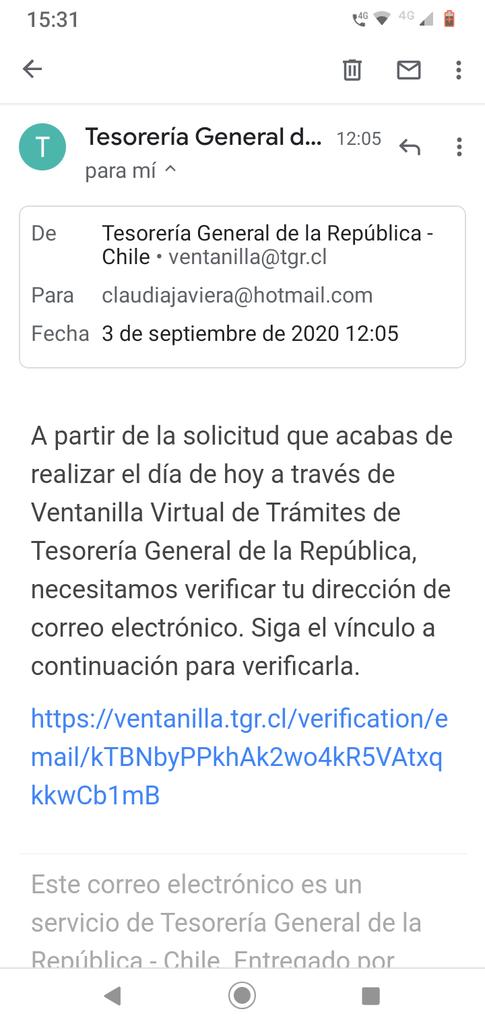 claudiajaviera4's tweet photo. @tgrchile Gracias me llegó este correo quisiera saber si es legitimo https://t.co/db3EZA9bsX