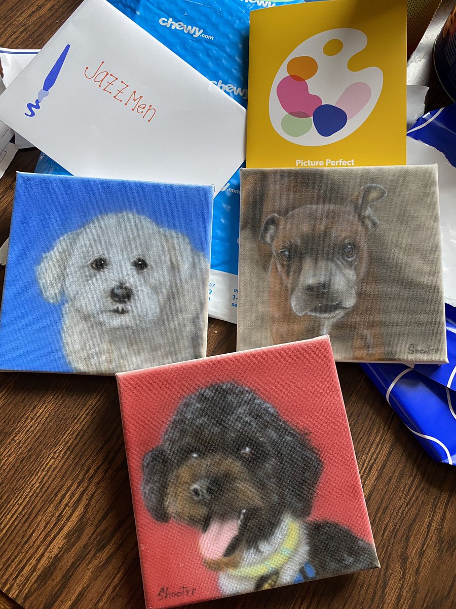jazzmenwatson's tweet photo. An unexpected gift in today’s mail. Look at my handsome boys! Thank you, @Chewy! 🥺😍🎨 https://t.co/6JG4jnAXR0