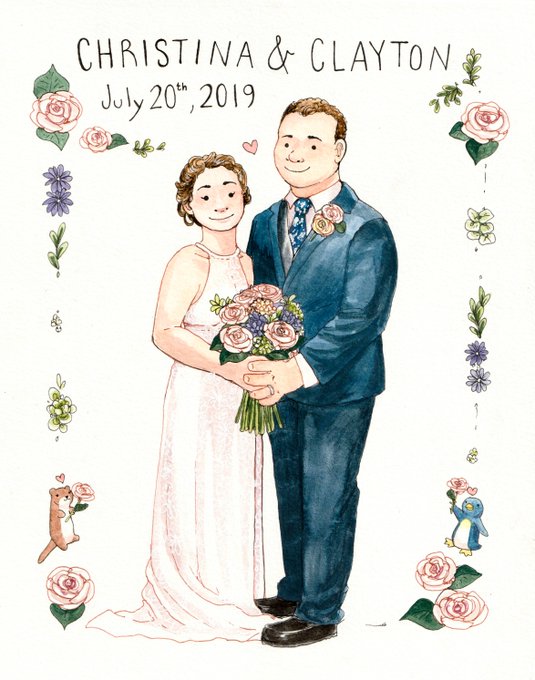 Sat down yesterday to (finally) paint some wedding portraits as gifts to my cousins........ I'm sorry Clay LMAO 