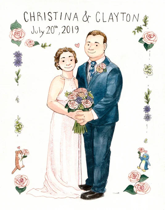 Sat down yesterday to (finally) paint some wedding portraits as gifts to my cousins........ I'm sorry Clay LMAO 