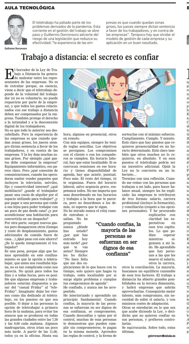 IbonAretxalde's tweet photo. Gracias @guillerdorron por explicar con tanta claridad el secreto del buen trabajo a distancia: cumplir compromisos con cliente y con los compañeros, sin necesidad de control extra. Hay algo más sencillo? https://t.co/hxeo5QHwqc