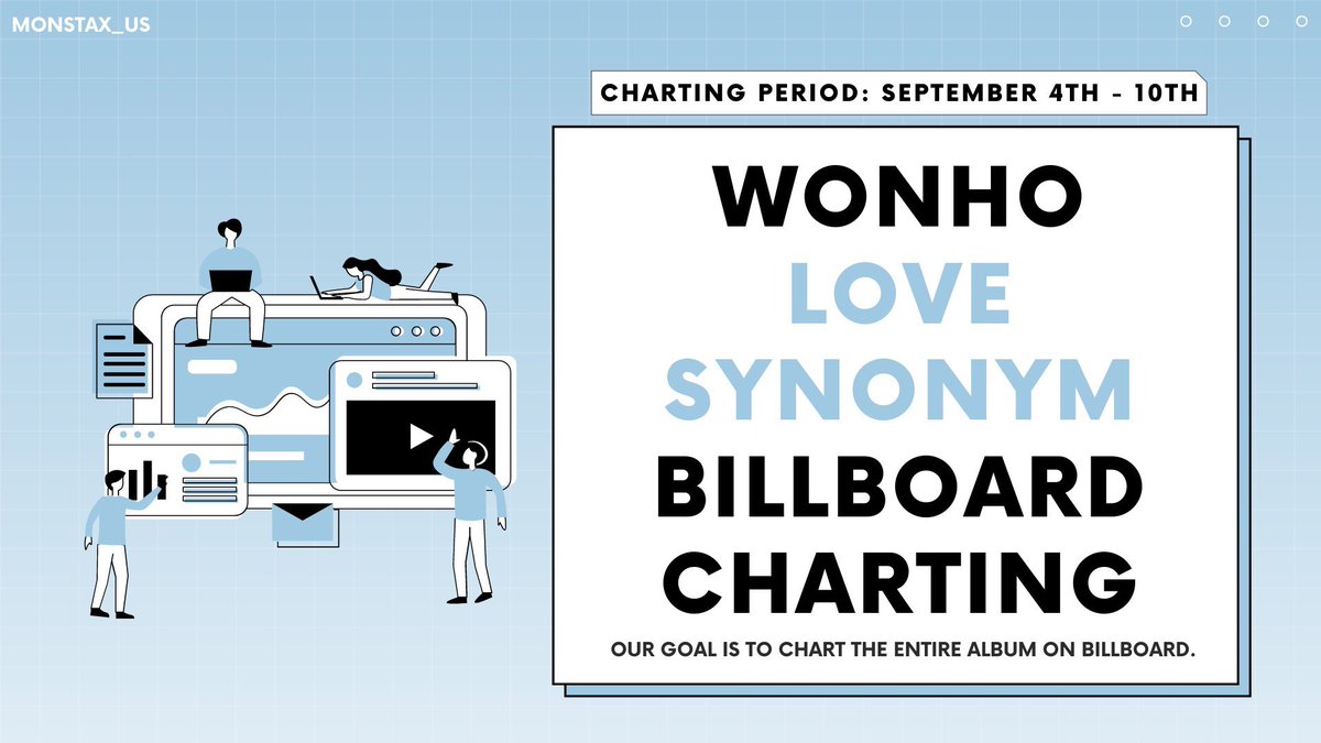 [] WONHO BILLBOARD DEBUTCharting Period: 9/4-9/10Targeted Charts:>World Albums Chart>World Digital Song SalesForms:>US Wenee Album Purchase-  https://forms.gle/UXTxX86zJz2f2qKC7>Spotify Streaming-  https://forms.gle/xV5VVFXdEg8Dtuix7Find out more ways to help below!  @official__wonho